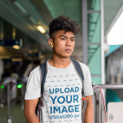 Mockup of a Serious Man Wearing a Heathered T-Shirt 
