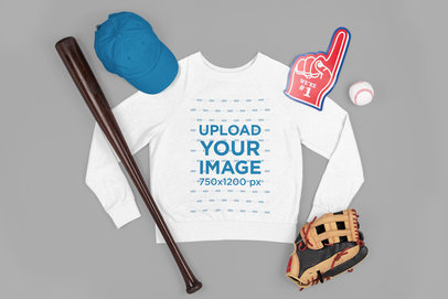 Sweatshirt Mockup Featuring Baseball Paraphernalia m666