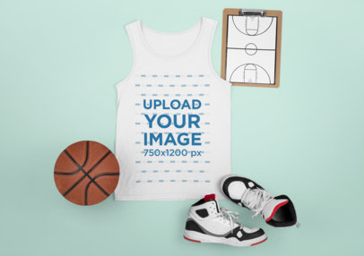 Tank Top Mockup Featuring Basketball Ornaments