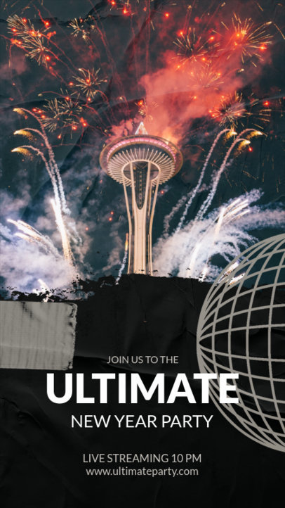 Instagram Story Design Template for a Virtual New Year Party