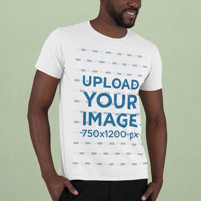 Mockup of a Man with a Beard Wearing a Round Neck Tee 