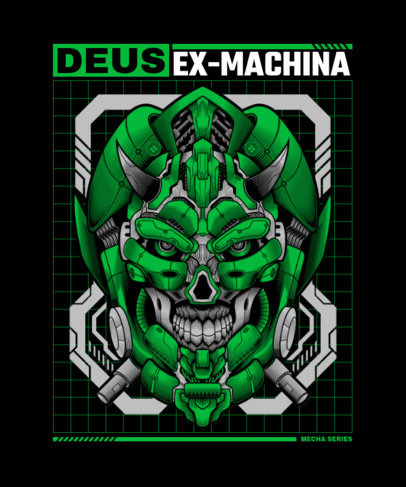 T-Shirt Design Maker Featuring Illustrations of Mecha Robots