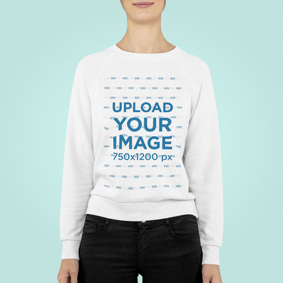 Mockup of a Woman Wearing a Sweatshirt in a Minimalist Setting 