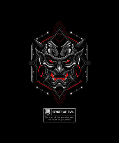 Illustrated T-Shirt Design Maker Featuring Demon Masks 
