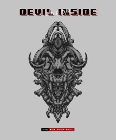 T-Shirt Design Template Featuring Demonic Illustrations 