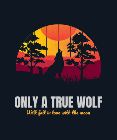 T-Shirt Design Creator Featuring a Silhouette of a Wolf Howling at the Moon