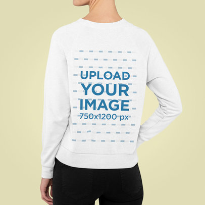 Back View Mockup of a Woman Wearing a Sweatshirt Against a Plain Backdrop