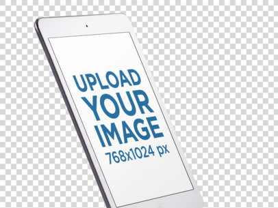 Mockup of an Angled iPad Mini Placed Against a Transparent Surface