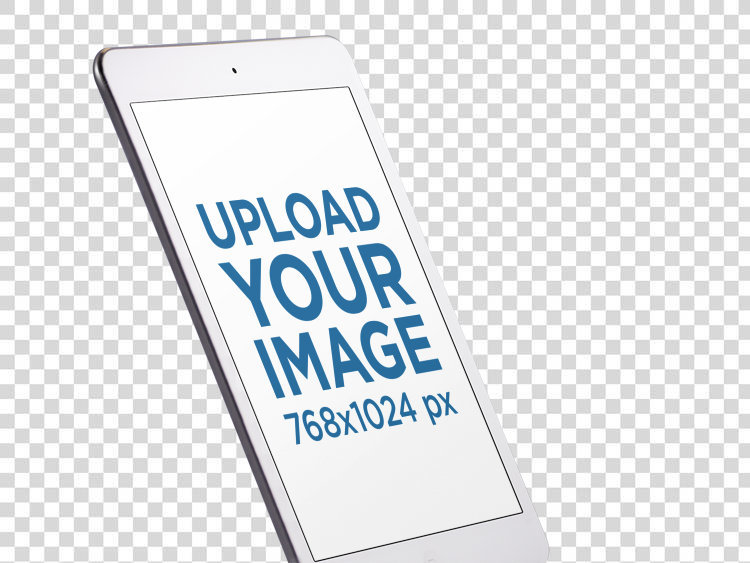 Mockup of an Angled iPad Mini Placed Against a Transparent Surface