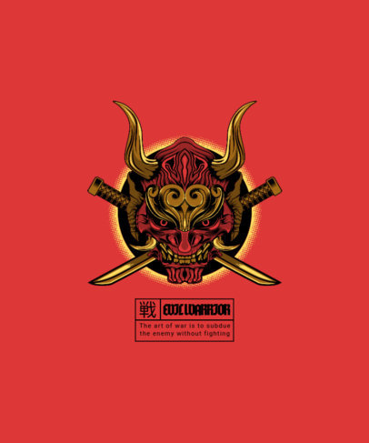 T-Shirt Design Template Featuring an Oni Mask Illustration 