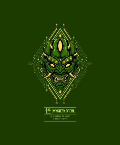 T-Shirt Design Generator Featuring a Japanese Demon Mask Graphic 