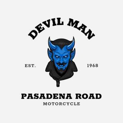 Logo Template for a Biker Club with an Illustration of a Blue Devil
