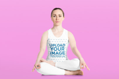 Tank Top Mockup Featuring a Woman in a Yoga Pose