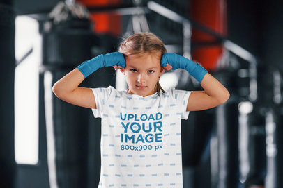 Sublimated T-Shirt Mockup of a Girl at a Boxing Gym 