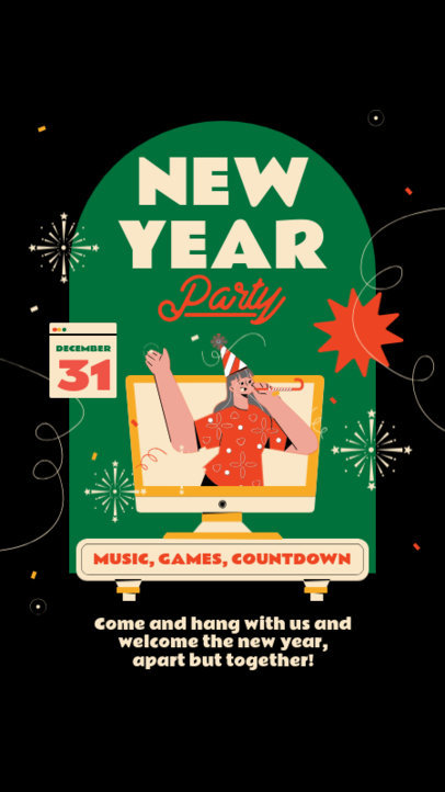 Instagram Story Template for a Virtual New Year's Eve Celebration 