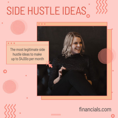 Memphis Style Instagram Post Template for Side Hustle Ideas 3235c
