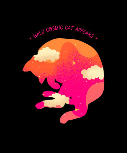 T-Shirt Design Template with a Cosmic Cat 3227h