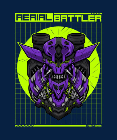 T-Shirt Design Template for a Gamer Featuring a Mecha