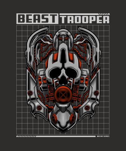 Sci-Fi T-Shirt Design Template Featuring a Giant Robot