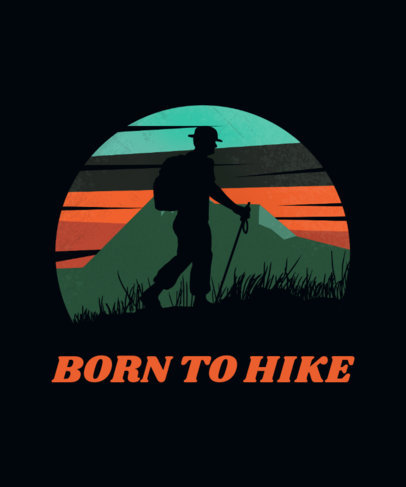 Adventure T-Shirt Design Template Featuring a Silhouette of a Hiker