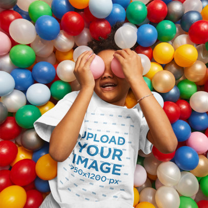 T-Shirt Mockup of a Kid Having Fun in a Ball Pit 45504-r-el2