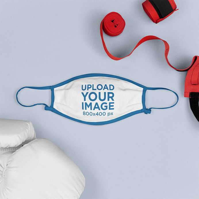 Mockup of a Face Mask Featuring Some Boxing Gloves