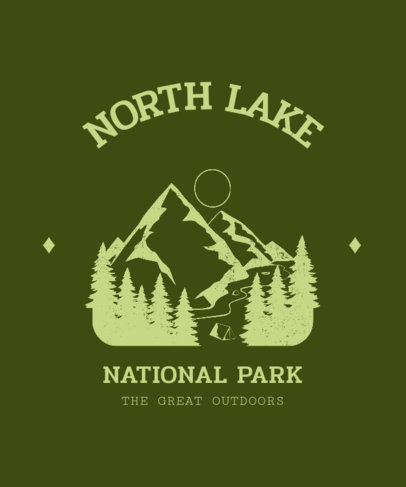 T-Shirt Design Template Featuring a Mountain Landscape Illustration 