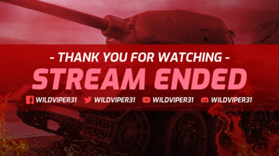Twitch Stream Ended Overlay Maker Featuring a War Tank Graphic