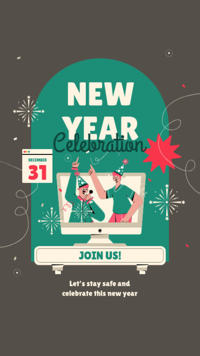 Instagram Story Creator Featuring New Year's Eve Party Illustrations