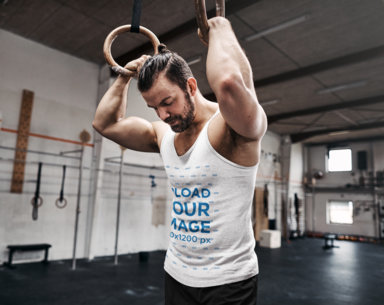 Tank Top Mockup of a Man Training Calisthenics