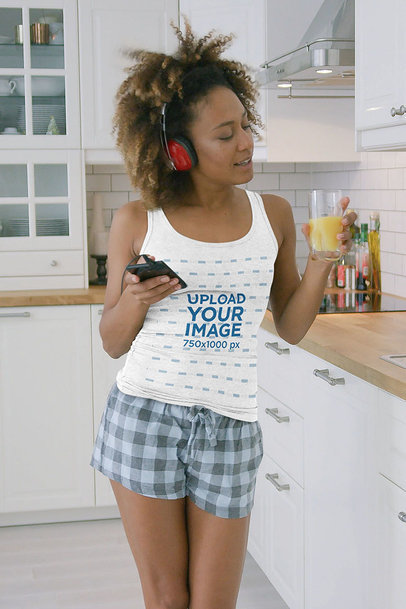 Heather Tank Top Mockup of a Woman Drinking Orange Juice 39975-r-el2