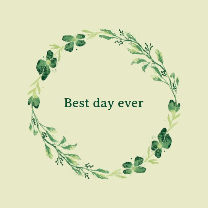 Wedding Logo Maker Featuring Green Flowers in a Wreath