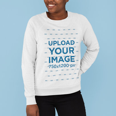 Cropped Face Sweatshirt Mockup of a Woman Posing 