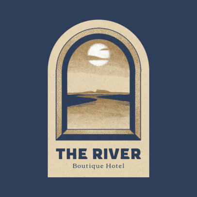 Boutique Hotel Logo Template Featuring a River Illustration 