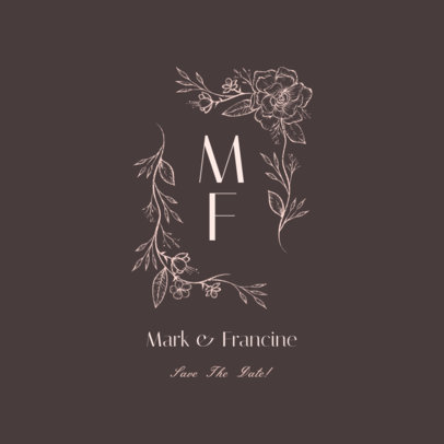 Monogram Wedding Logo Creator Featuring Vintage Floral Ornaments