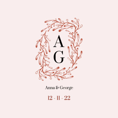 Monogram Logo Maker with Floral Ornaments and Initials for Weddings