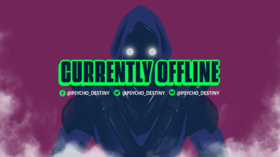 Twitch Offline Banner Creator Featuring a Mysterious Character with a Cyberpunk Style 3221b