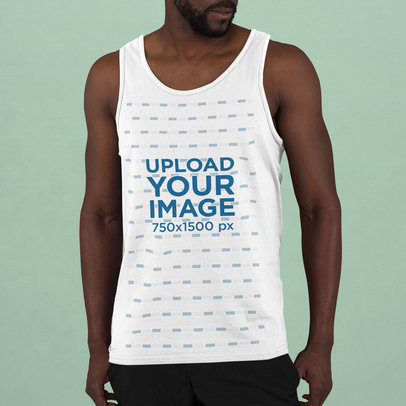 Tank Top Mockup of a Man with a Goatee Beard