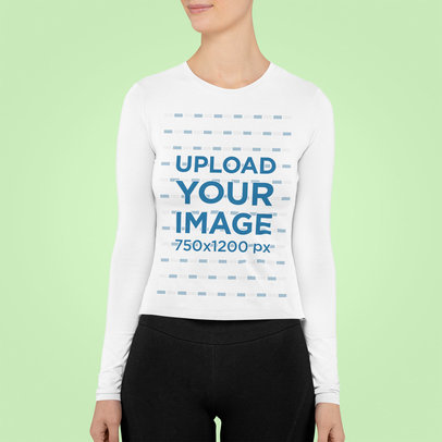 Cropped Face Mockup of a Woman Wearing a Long Sleeve Tee 