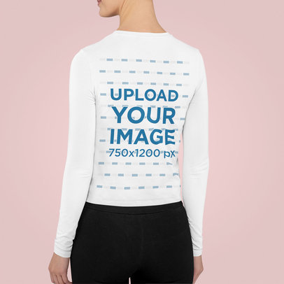 Back-View Mockup Featuring a Young Woman Wearing a Long Sleeve Tee 