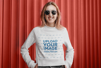 Sweatshirt Mockup of a Happy Woman Wearing Sunglasses 45652-r-el2