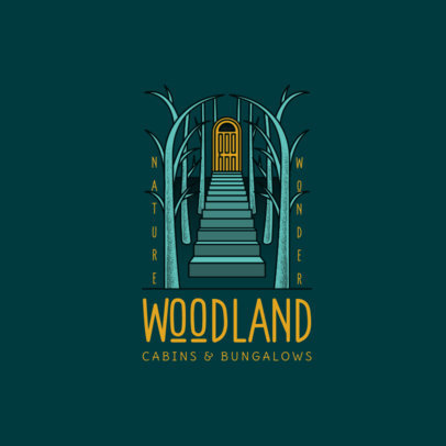 Logo Maker for a Cabins Rental Business with a Wooden Archway Illustration