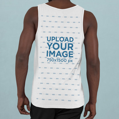 Back-View Mockup of a Man Wearing a Tank Top in a Studio