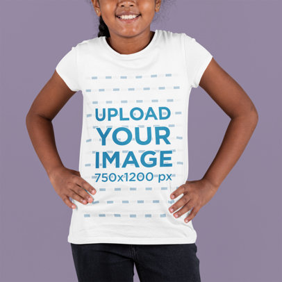 Cropped Face T-Shirt Mockup of a Girl Posing 