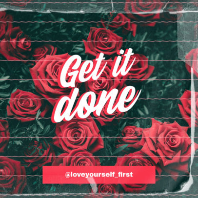 Instagram Post Template with a Quote Against a Background with Roses 3251a