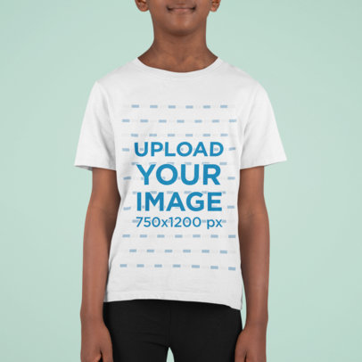 Cropped Mockup of a Kid Wearing a T-Shirt Against a Colored Backdrop