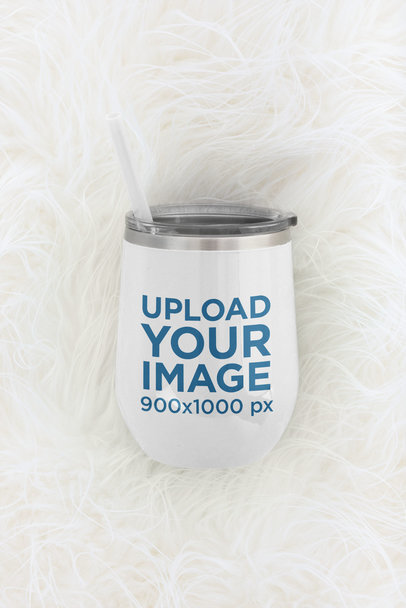 Wine Tumbler Mockup Featuring a Fur Surface m232