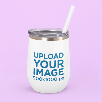 Wine Tumbler Mockup Featuring a Customizable Background