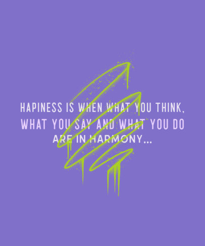 Urban-Styled T-Shirt Design Template Featuring a Quote About Happiness