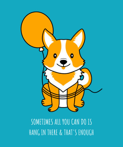 Illustrated T-Shirt Design Template with a Smiling Dog